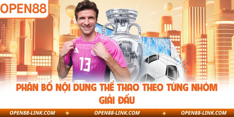 Phân bổ nội dung thể thao theo từng nhóm giải đấu